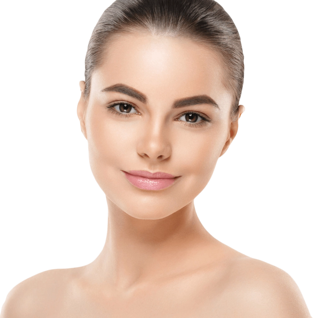 Woman with perfect skin, smiling after treatment in a beauty salon